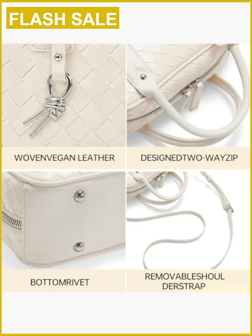Handmade Woven Top Handle Bag with Crossbody Strap Satchel